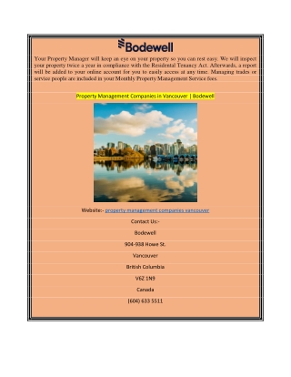 Property Management Companies in Vancouver  Bodewell