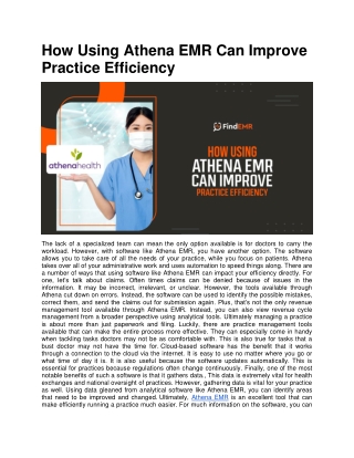 How Using Athena EMR Can Improve Practice Efficiency