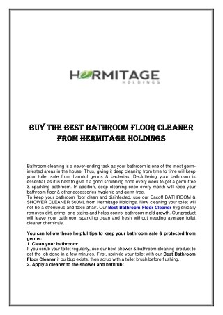 Best Bathroom Floor Cleaner