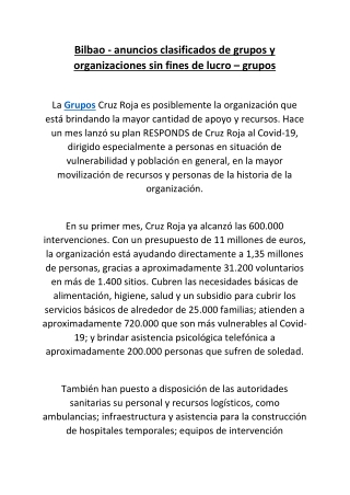 Bilbao - anuncios clasificados de grupos y organizaciones sin fines de lucro - g