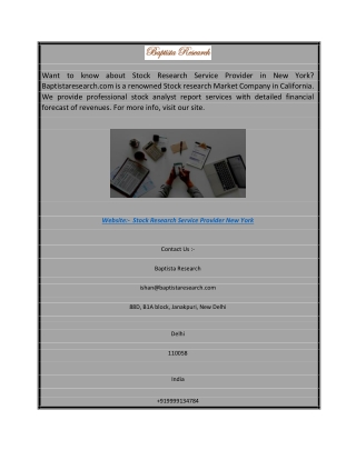 Stock Research Service Provider New York | Baptistaresearch.com