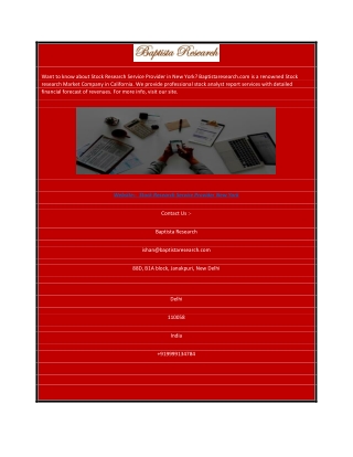 Stock Research Service Provider New York | Baptistaresearch.com