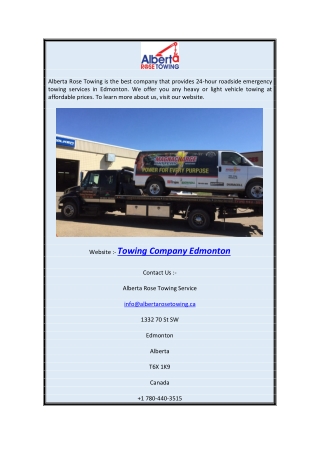 Towing Company Edmonton | Albertarosetowing.ca