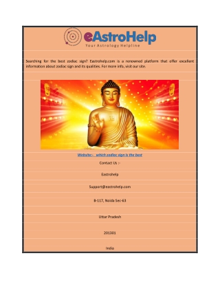Which Zodiac Sign Is the Best  Eastrohelp