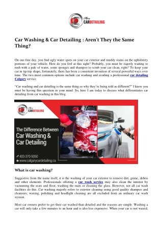 Car Washing & Car Detailing Aren’t They the Same Thing