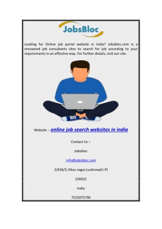 Online Job Search Websites in India | Jobsbloc.com