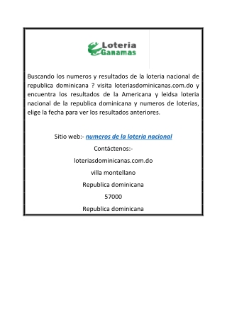 Encuentra los numeros de la loteria nacional dominicana y los resultados