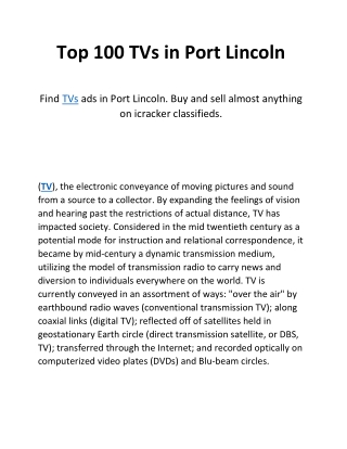 Top 100 TVs in Port Lincoln