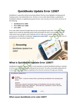 QuickBooks Update Error 12007: Best Methods to Resolve