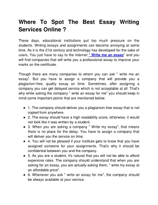 Where To Spot The Best Essay Writing Services Online ?