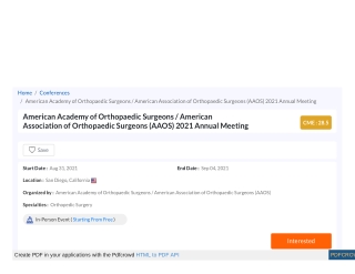 AAOS Orthopaedic Surgeons 2021 Annual Meeting