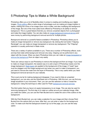 5 Photoshop Tips to Make a White Background