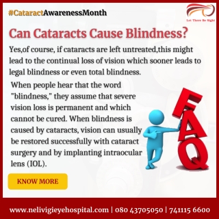 Can cataract causes blindness - Best Eye Hospitals in Bellandur - Nelivigi Eye