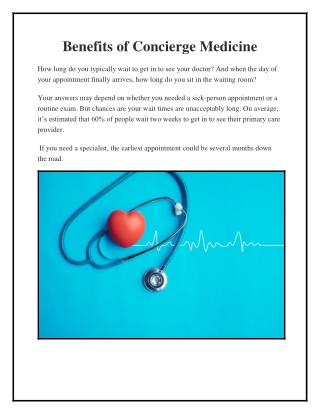 Benefits of Concierge Medicine