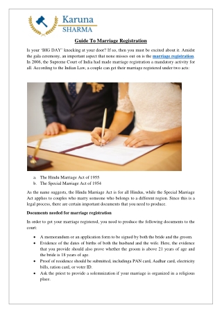 Guide To Marriage Registration