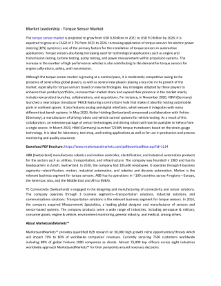 Torque Sensor Market with COVID-19 Impact Analysis