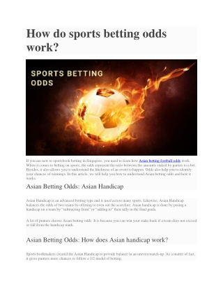 How do sports betting odds work?