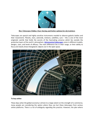 Buy telescopes online Easy buying and better options for skywatchers