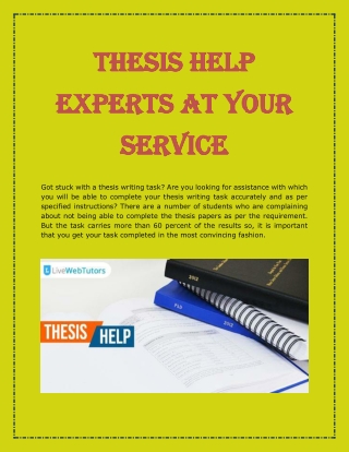 Thesis Help Experts At Your Service