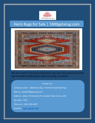 Heriz Rugs for Sale | 1800getarug.com