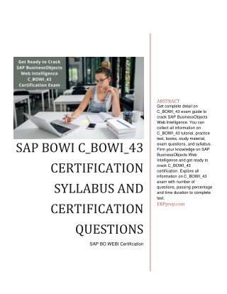 SAP BOWI C_BOWI_43 Certification Syllabus and Certification Questions