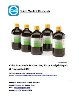 China Acetonitrile Market Trends, Size, Competitive Analysis and Forecast 2021-2
