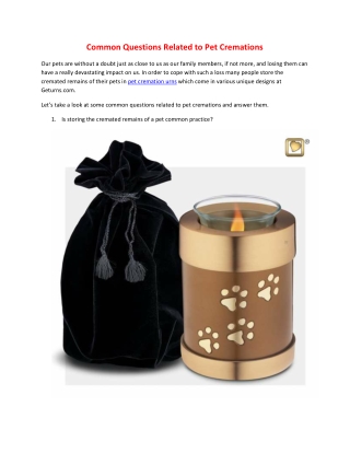 Common Questions Related to Pet Cremations