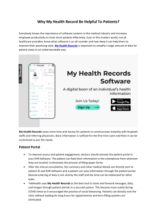 Why My Health Record Be Helpful To Patients