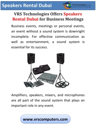 VRS Technologies Offers Speakers Rental Dubai for Business Meetings