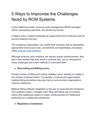 5 Ways to Improvise the Challenges faced by RCM Systems.