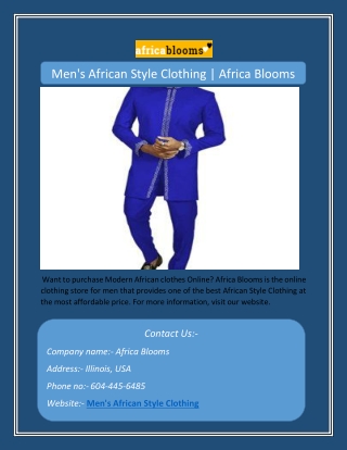 Men's African Style Clothing | Africa Blooms