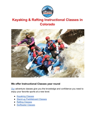 Kayaking & Rafting Instructional Classes in Colorado