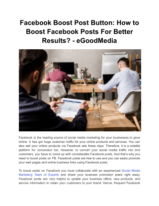 Facebook Boost Post Button: How to Boost Facebook Posts For Better Results?