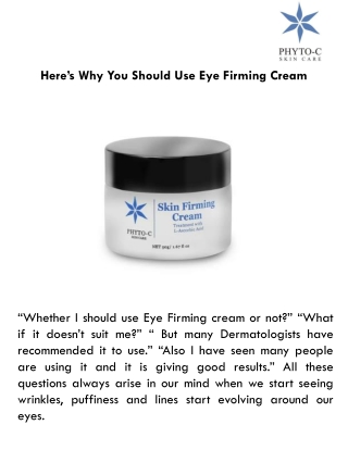 Here’s Why You Should Use Eye Firming Cream