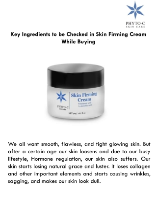 Key Ingredients to be Checked in Skin Firming Cream While Buying