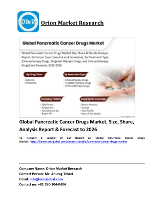 Global Pancreatic Cancer Drugs Market Trends, Size, Competitive Analysis and For