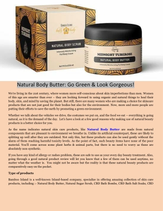 Natural Body Butter - Go Green & Look Gorgeous.