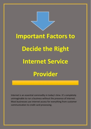 Important Factors to Decide the Right Internet Service Provider
