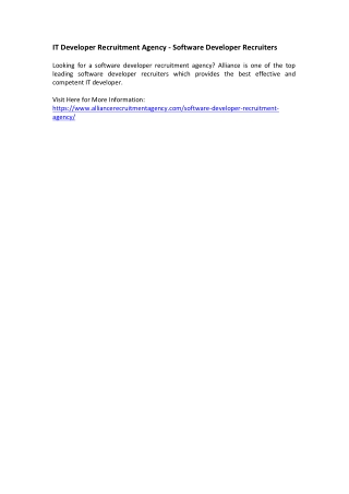 IT Developer Recruitment Agency - Software Developer Recruiters