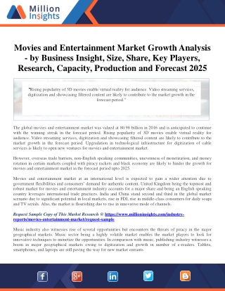 Movies and Entertainment Market Growth Analysis - by Business Insight, Size, Sha