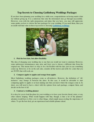 Top Secrets to Choosing Gatlinburg Weddings Packages