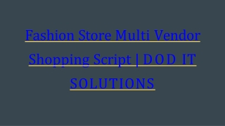 Best Fashion Store Multi Vendor Script - DOD