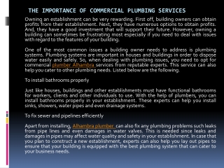 The Importance Of Commercial Plumbing Services