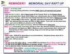 REMINDER MEMORIAL DAY RAFT UP