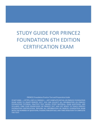 [UPDATED] PRINCE2 Foundation 6th Edition Certification | Study Guide