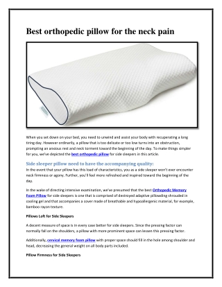 Best orthopedic pillow for the neck pain
