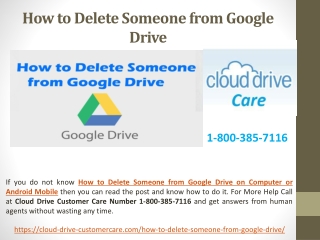 Call 1-800-385-7116 - How to Delete Someone from Google Drive on Computer or Android Mobile