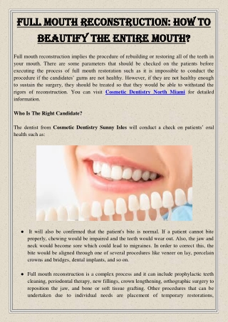 Full Mouth Reconstruction How To Beautify The Entire Mouth