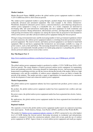 Outdoor Power Equipment Industry Statistics Strategic Assessment and Global Expa