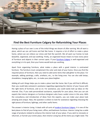 Find the Best Furniture Calgary for Refurnishing Your Places